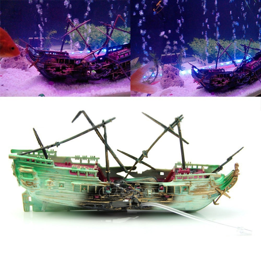 Sunken Ship Aquarium Air Decoration