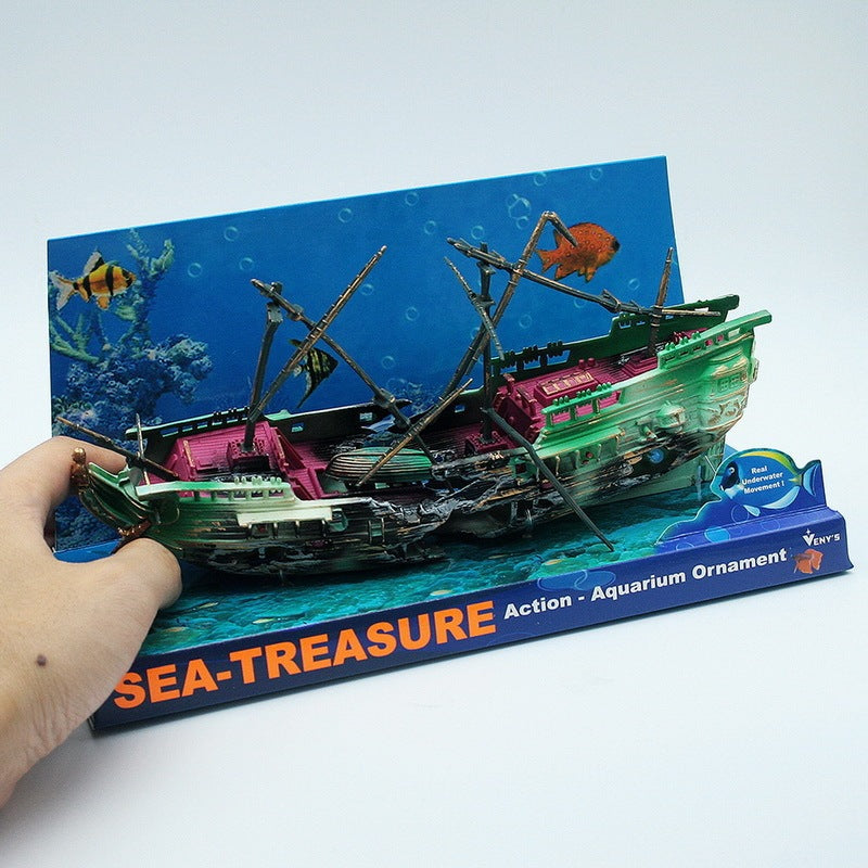 Sunken Ship Aquarium Air Decoration