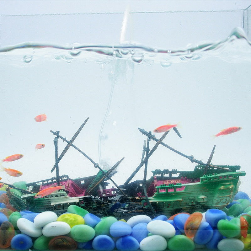Sunken Ship Aquarium Air Decoration