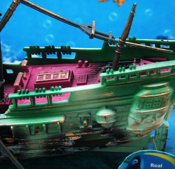 Sunken Ship Aquarium Air Decoration