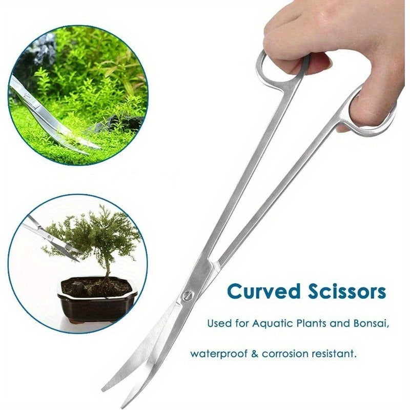 7 in 1 Aquarium Aquascaping Tools Kits, Stainless Steel Aquarium Plant Tools Tweezers Scissors Scrapers for Aquarium Tank Clean Fish Tank Tools Sets