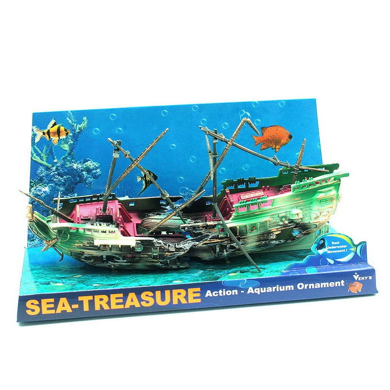 Sunken Ship Aquarium Air Decoration