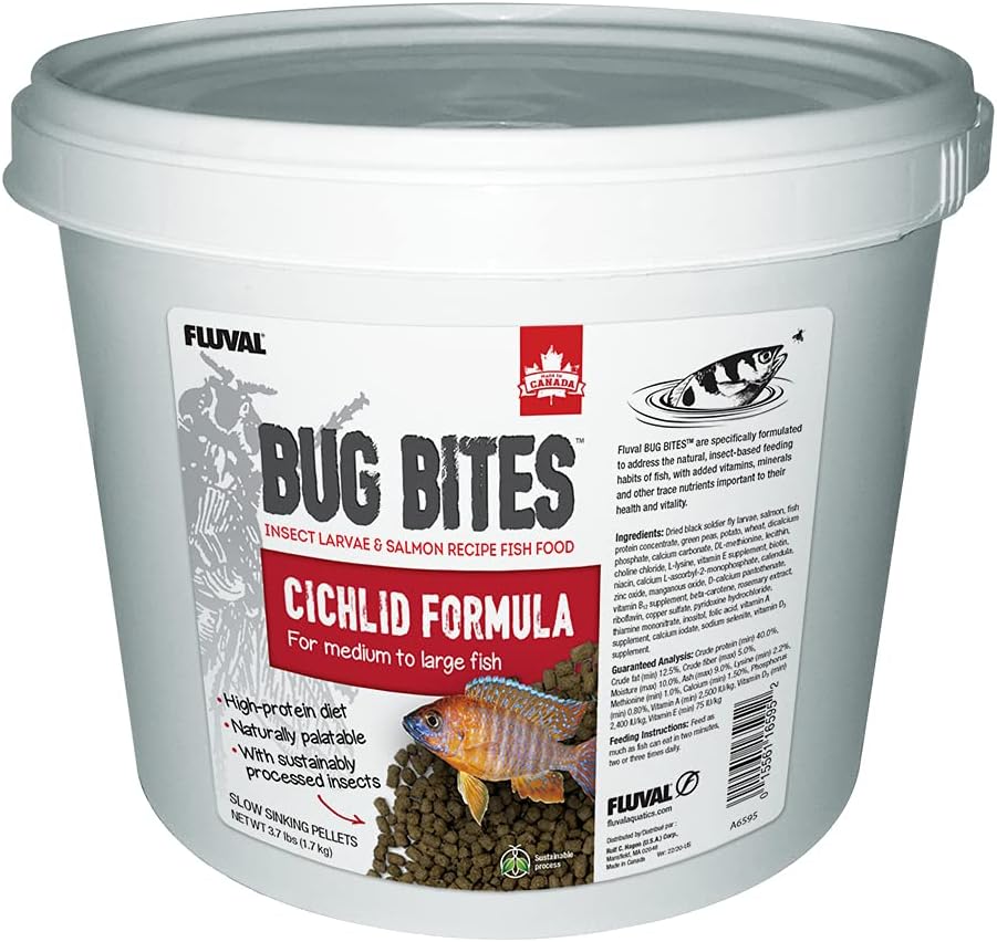 Fluval Bug Bites Cichlid Fish Food, Pellets for Medium to Large Sized Fish, 3.53 oz., A6581