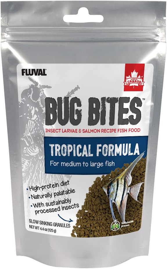 Fluval Bug Bites Tropical Fish Food, Small Granules for Small to Medium Sized Fish, 1.6 oz., A6577
