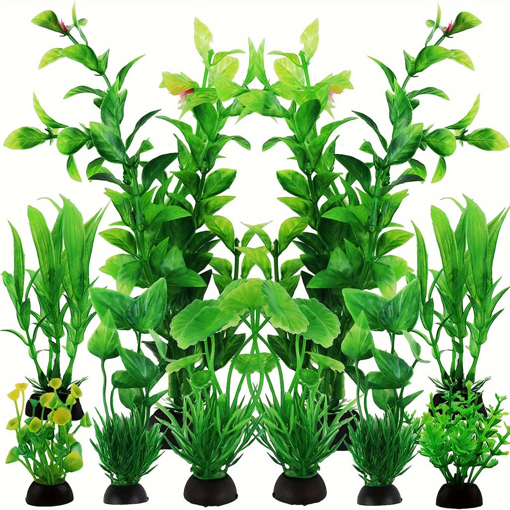 10pcs of Green Aquatic Plants for Fish Tanks, Decorative Plastic Plants for Aquarium Settings