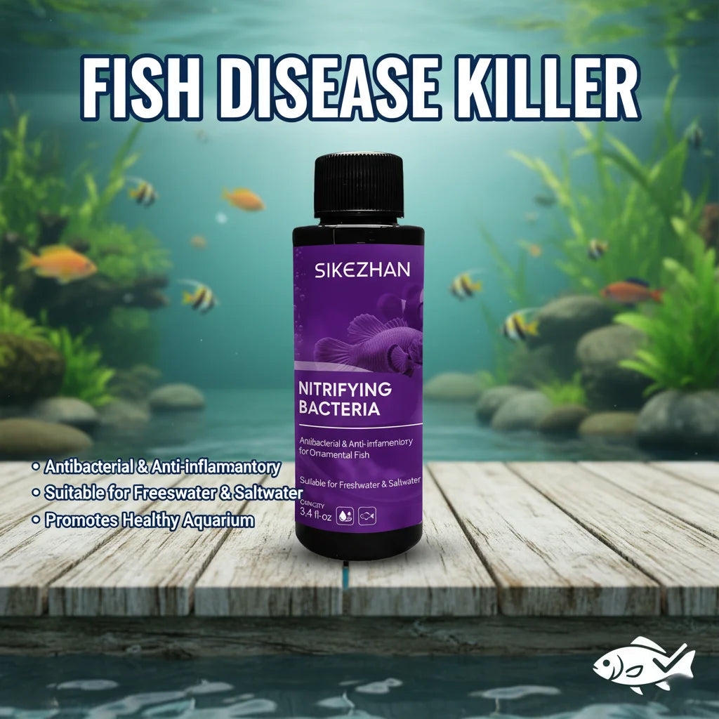 SIKEZHAN Fish Disease Treatment & Nitrifying Bacteria | Anti-inflammatory Aquarium Remedy for Fresh/Saltwater w/ 2ml Pipette