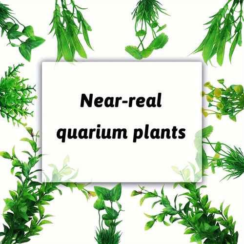 10pcs of Green Aquatic Plants for Fish Tanks, Decorative Plastic Plants for Aquarium Settings